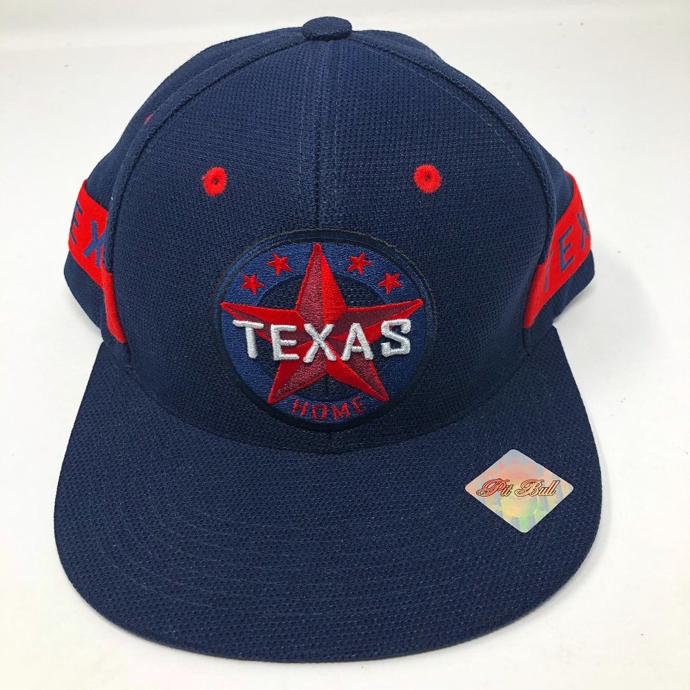Texas Blue Flat Solid Cap. One Size. Pit Bull brand